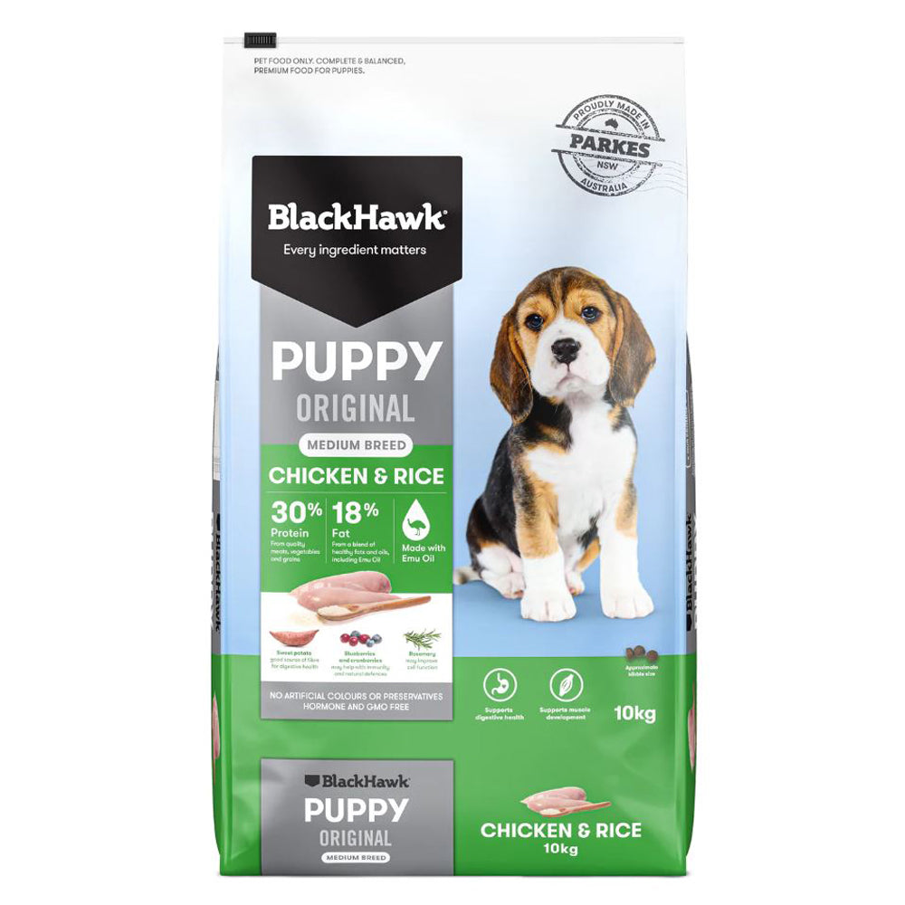 BLACK HAWK PUPPY MEDIUM BREED CHICKEN & RICE 10KG