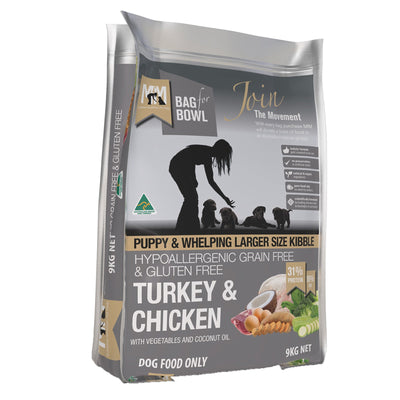 Meals For Mutts Puppy Large Kibble Turkey & Chicken Grain & Gluten Free 9kg