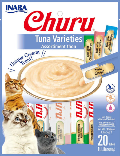 Inaba Churu Puree Tuna Varieties Natural Cat Food Topper 20 x 14g