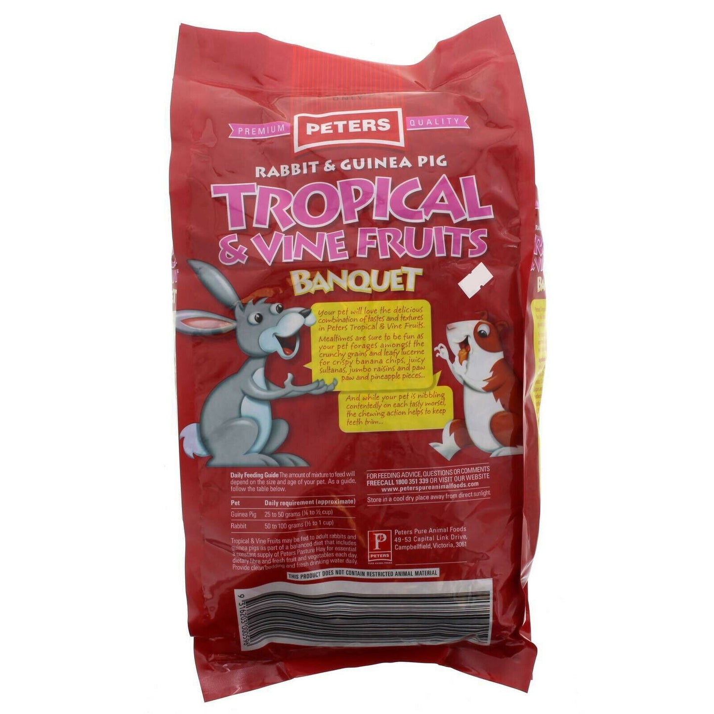 Peters Rabbit & Guinea Pig Tropical & Vine Fruits Banquet Feed 4kg