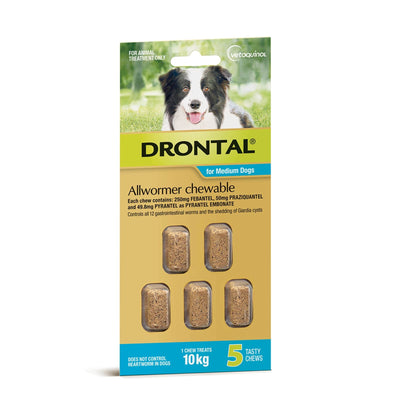 Drontal Allwormer For Dogs Medium 3-10kg 5 Chews