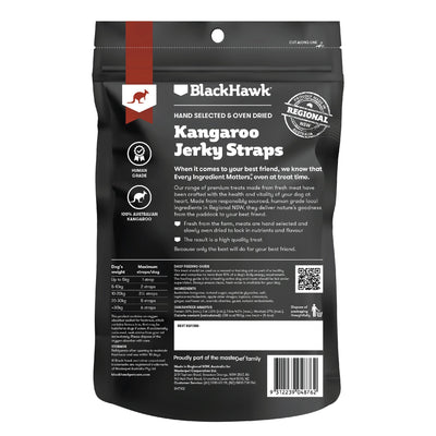 Black Hawk Dog Treats Kangaroo Jerky Straps 100g