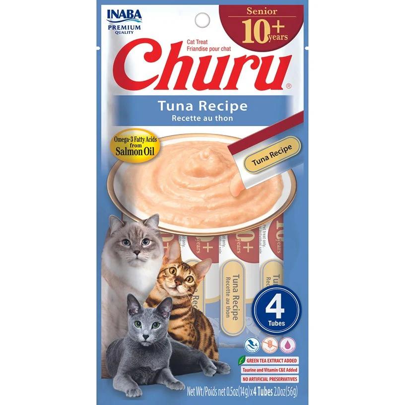 INABA CAT CHURU PUREE SENIOR 10+ CHKN & TUNA VARIETY 40PK