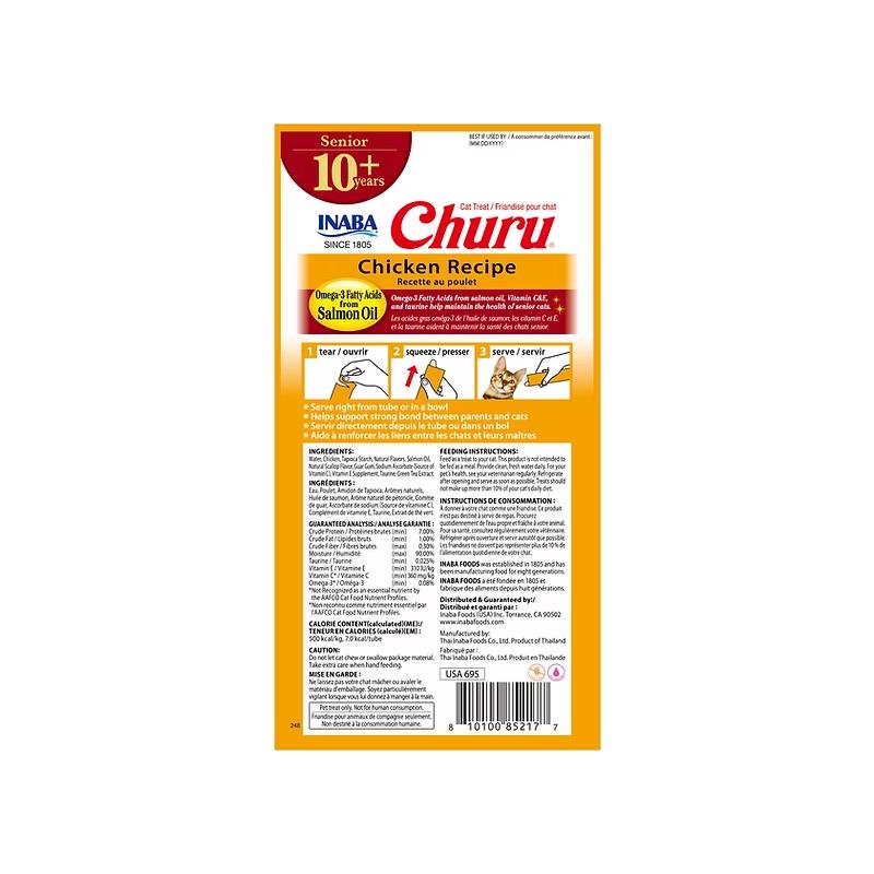 Inaba 6 Pack Cat Churu Puree Senior 10+ Chicken 56g