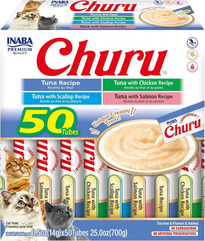 INABA CAT CHURU PUREE TUNA VARIETIES 50PK BOX