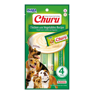 INABA DOG CHURU PUREE 4P CHKN VEG 56G 6PK