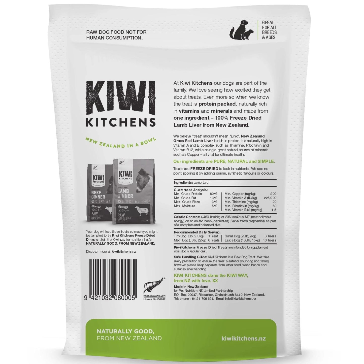 Kiwi Kitchens Freeze Dried Lamb Liver Treat 110g