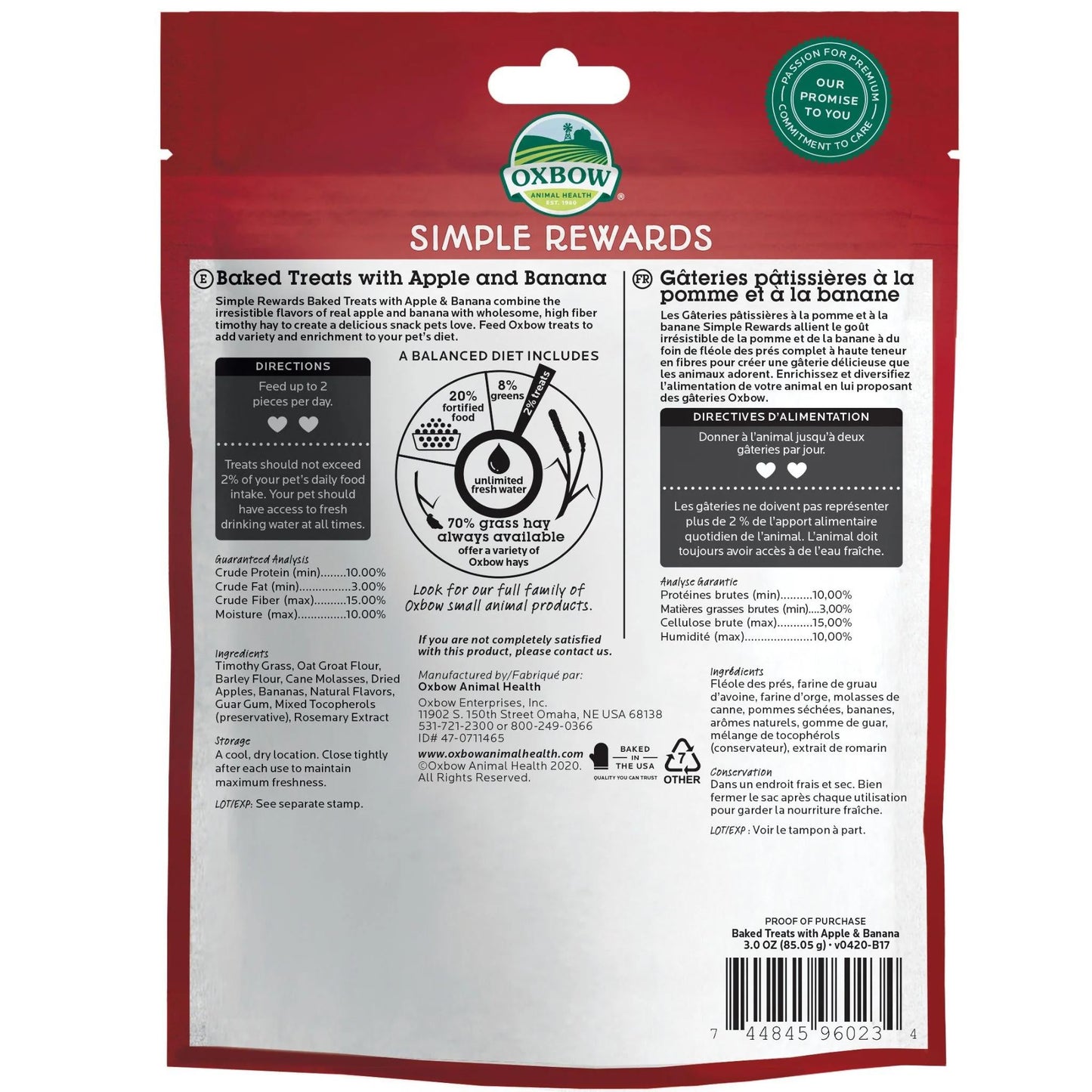 Oxbow Simple Rewards Apple & Banana Treats 85g