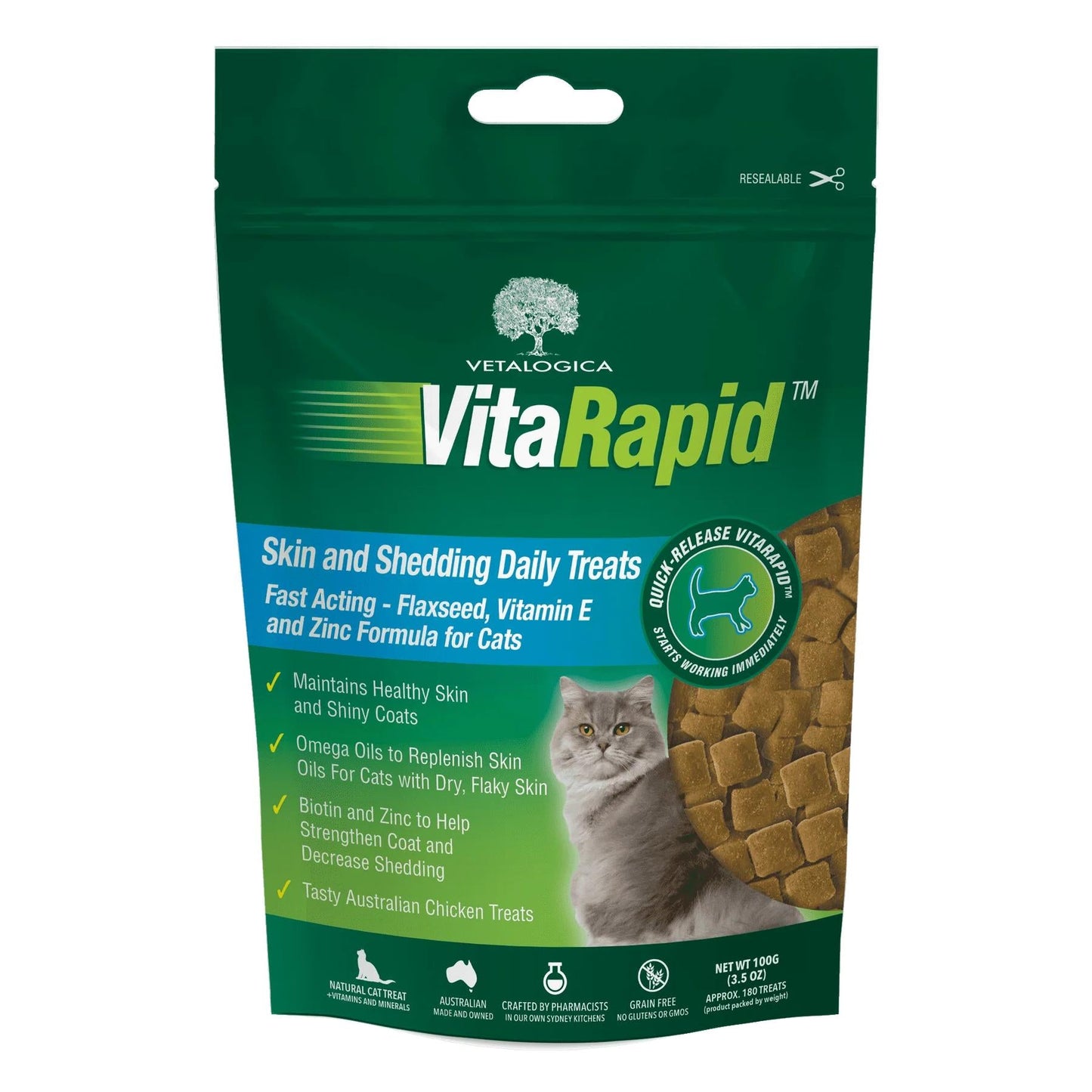 VITARAPID SKIN & SHEDDING DAILY TREATS FOR CATS 100G