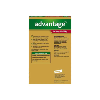Advantage Dog 10-25kg Large 4pk Red