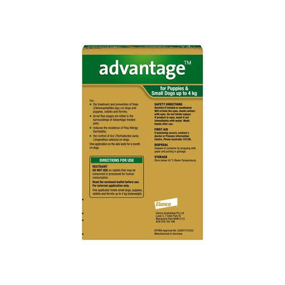 Advantage Flea Treatment For Dogs 0-4kg Green 4 Pack