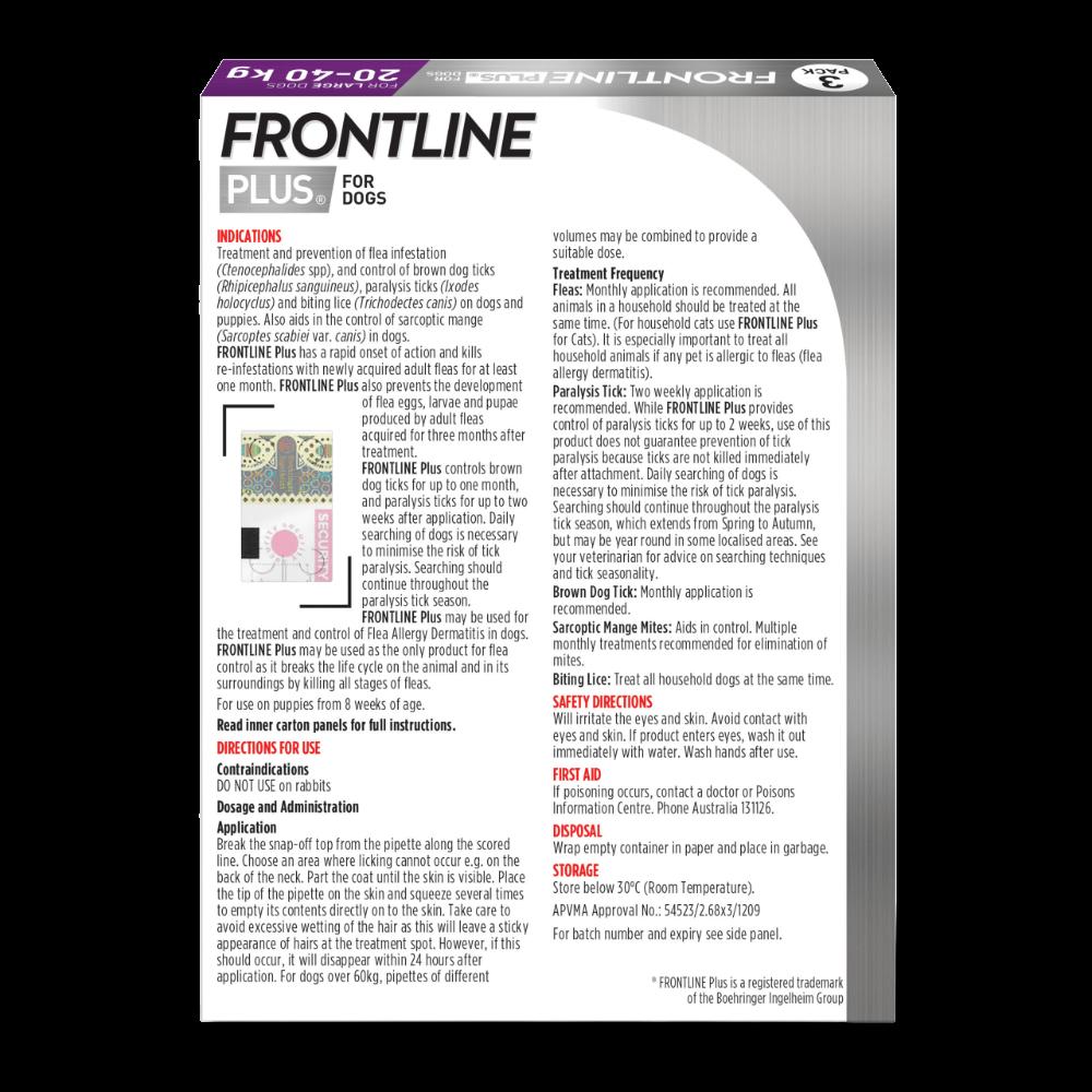 Frontline Plus Dog 20-40kg Lge 6pk Purple