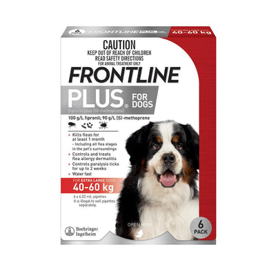 FRONTLINE PLUS DOG 40-60KG X/LGE 3'S RED