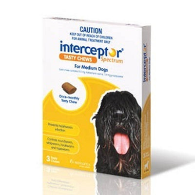 INTERCEPTOR MEDIUM DOG YELLOW 3 CHEWS