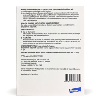 Interceptor Small Dog Green 6 Chews