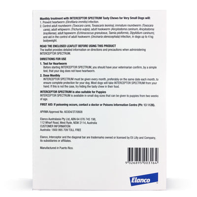 Interceptor Very Small Dog Brown 3 Chews