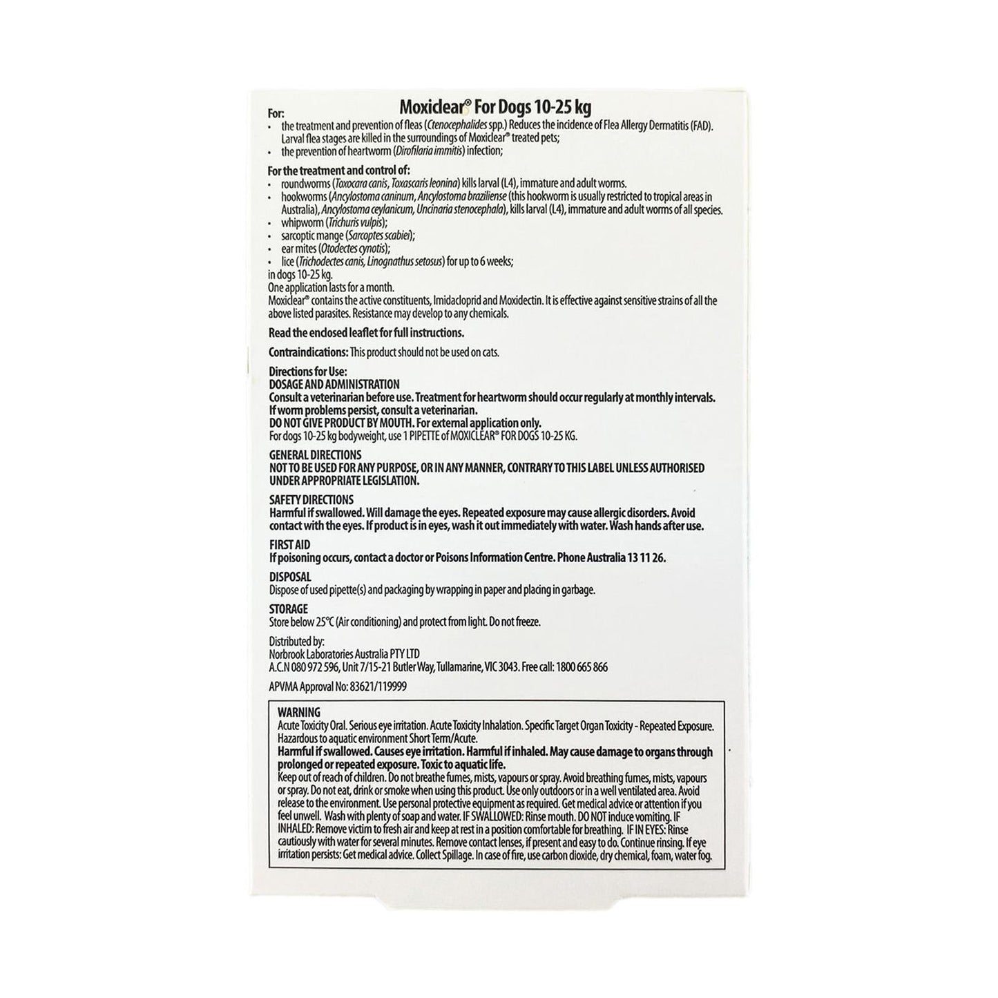 Advantage For Dogs 10-25kg 4 Pack