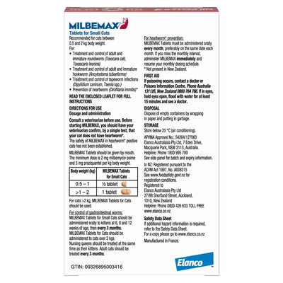 Milbemax Small Cat 2 Tabs 0.5 - 2kg Body Weight