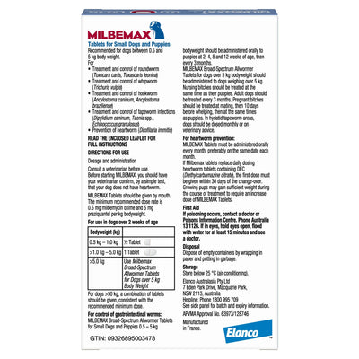 Milbemax Small Dog 2 Tabs 0.5 - 5kg Body Weight