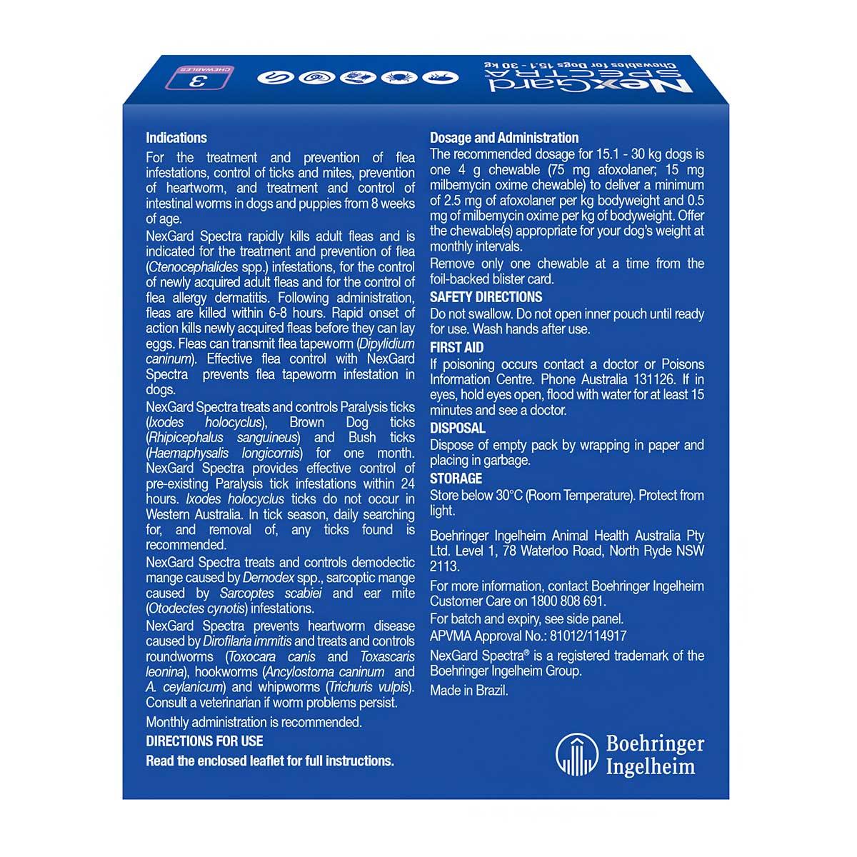 Nexgard Spectra For Dogs 15.1-30kg 6pk