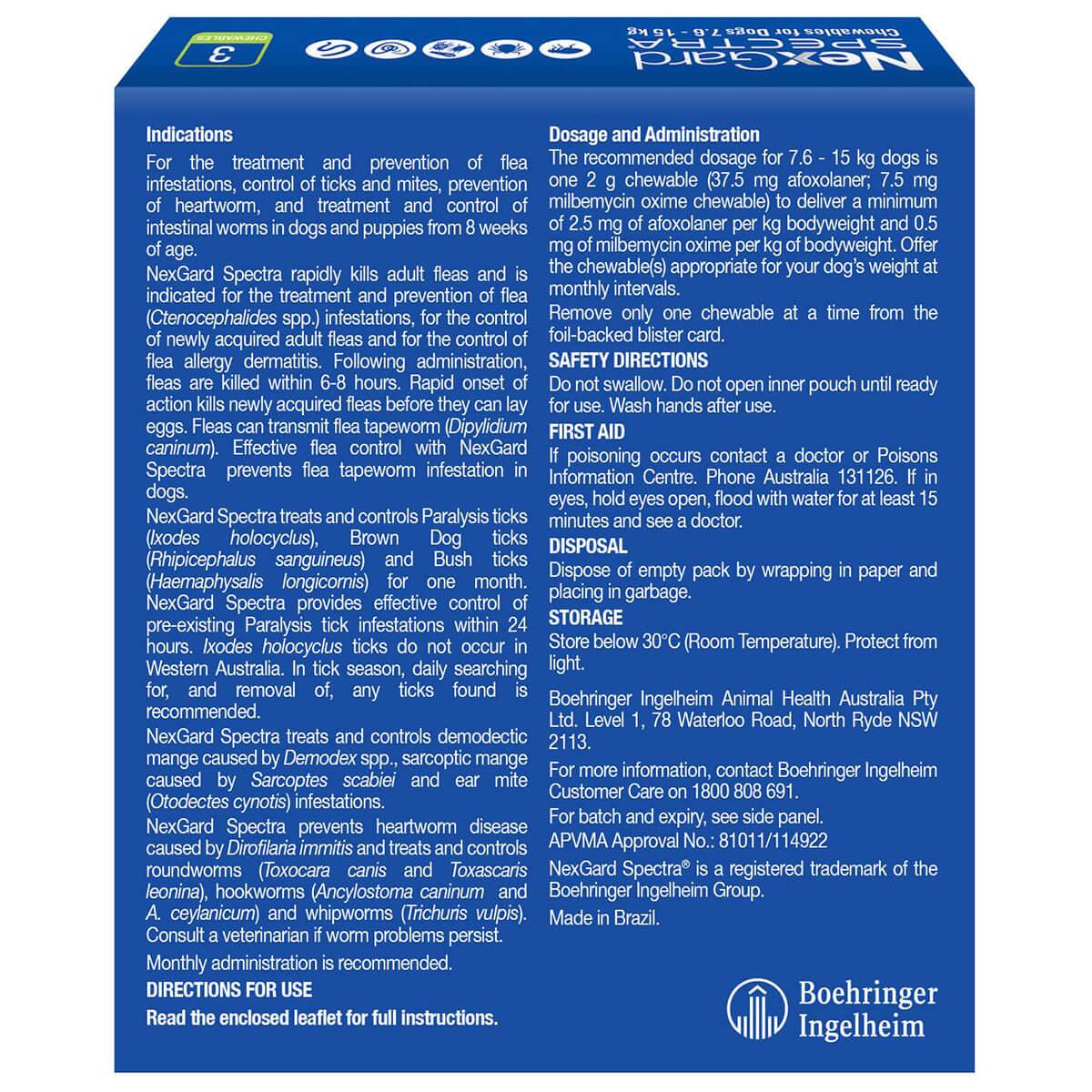 Nexgard Spectra For Dogs 7.6 -15kg 6pk