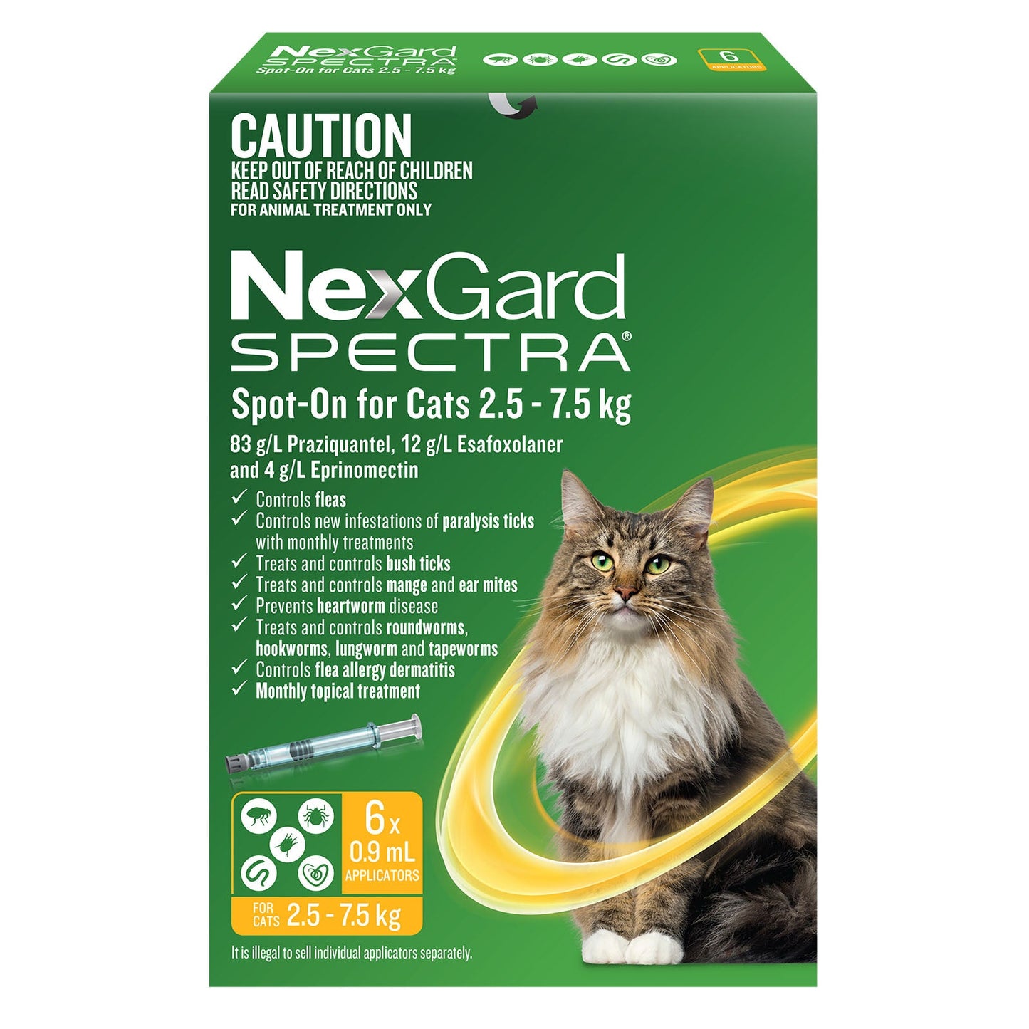NEXGARD SPECTRA SPOT-ON FOR CATS 2.5 - 7.5 KG 6'S