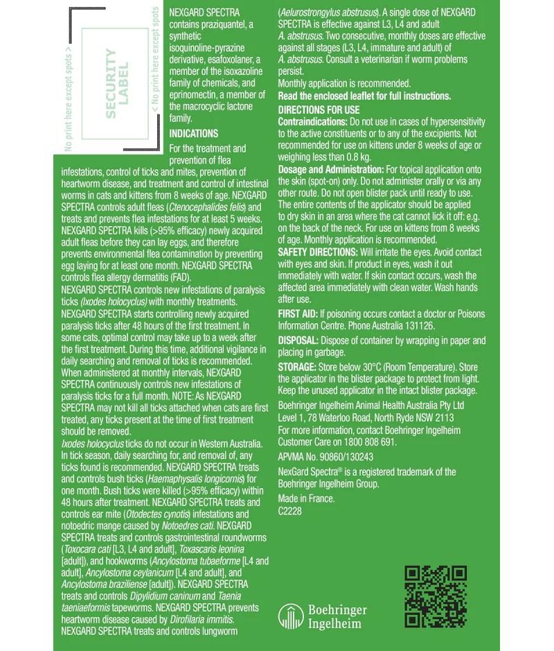 Nexgard Spectra Spot-On For Cats 0.8 - 2.4kg 3pk