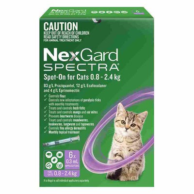 NEXGARD SPECTRA SPOT-ON FOR CATS 0.8 - 2.4 KG 6'S