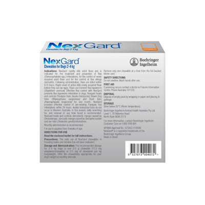 Nexgard Small 2.0 - 4kg 6pk Orange