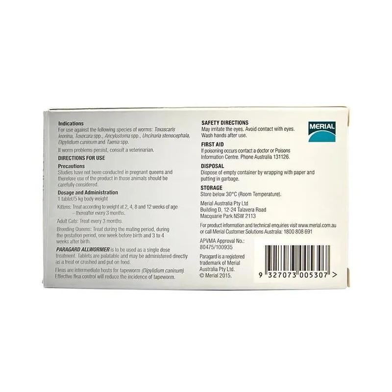 Paragard Allwormer Cat 0-5kg 100pk