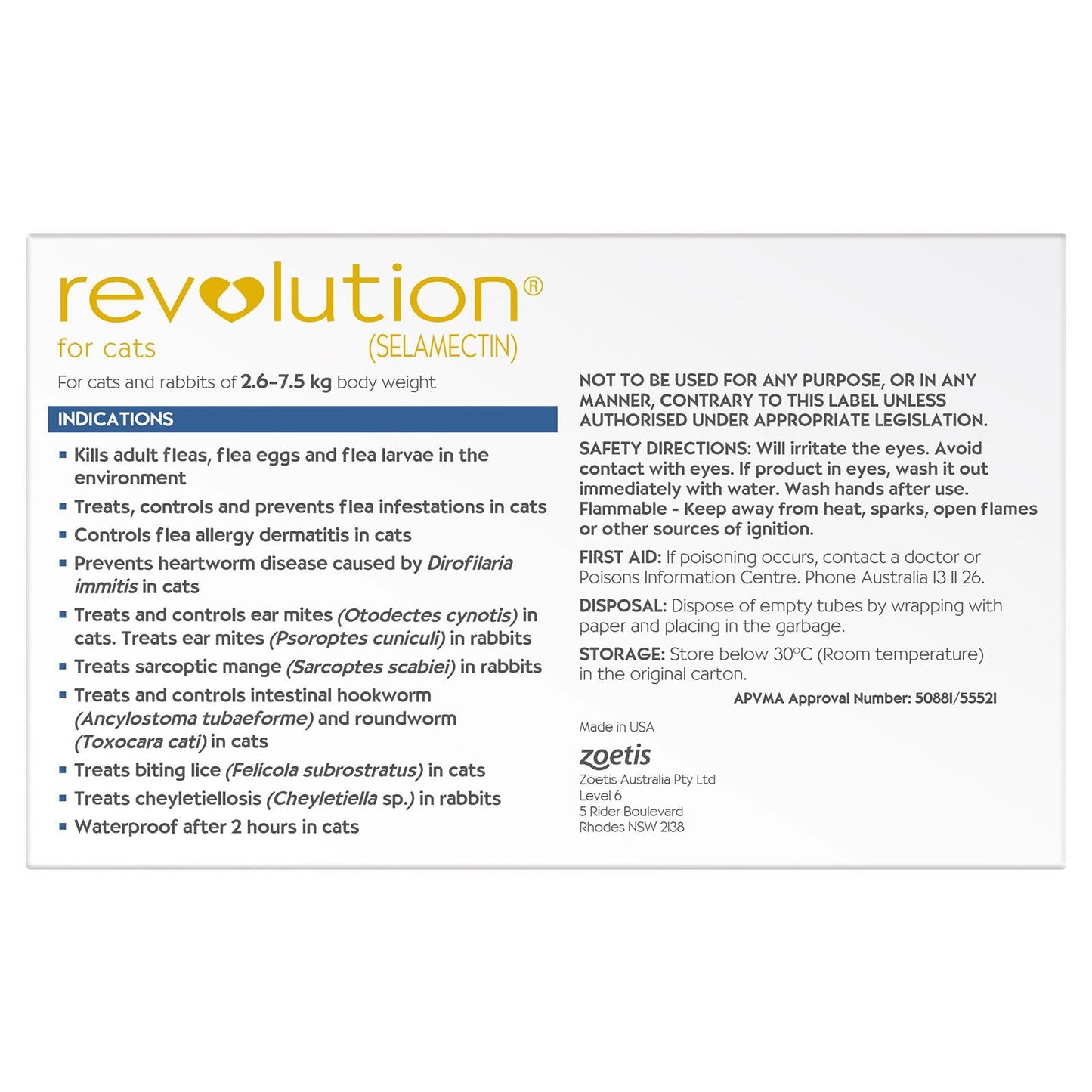 Revolution Flea Heartworm And Worming Treatment For Cats 2.6-7.5kg Blue 3 Pack