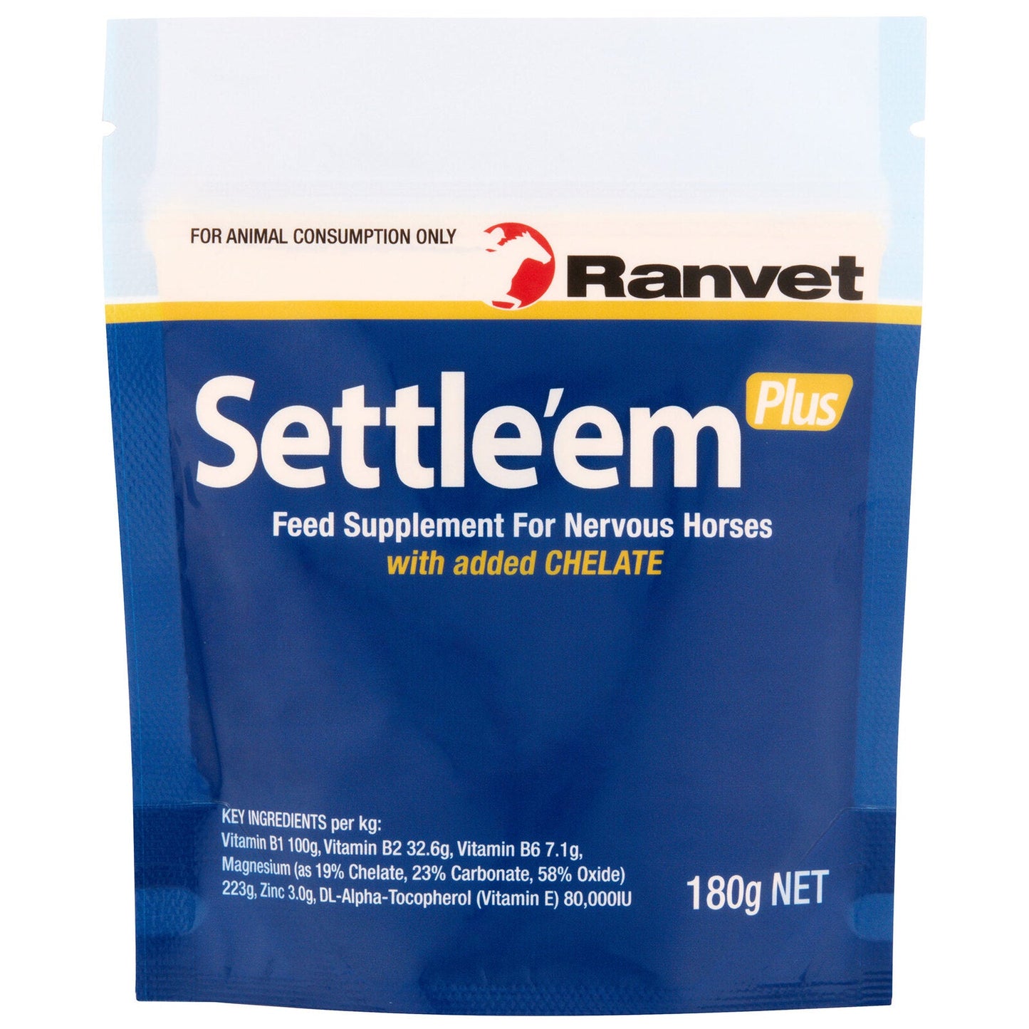Ranvet Settle Em Plus Feed Supplement for Nervous/Anxious Horses 180g