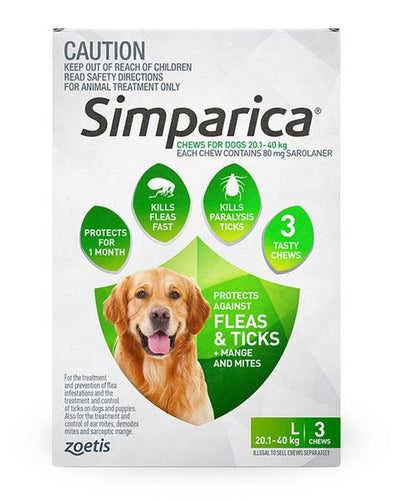SIMPARICA LARGE 20.1-40KG 3S GREEN