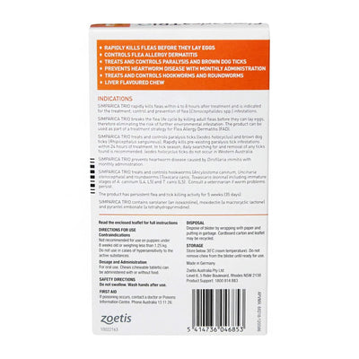 Simparica Trio Flea Tick And Worming Chews For Small Dogs Orange 3 Pack