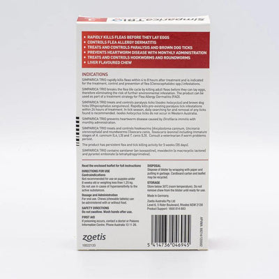 Simparica Trio Flea Tick And Worming Chews For Extra Large Dogs Red 3 Pack