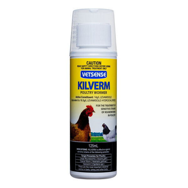 Vetsense Kilverm Anti-Wormer For Poultry Caecal & Hairworm 125ml