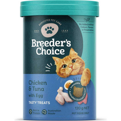 Breeders Choice Cat Treats Chicken, Tuna With Egg 120g - 3pk