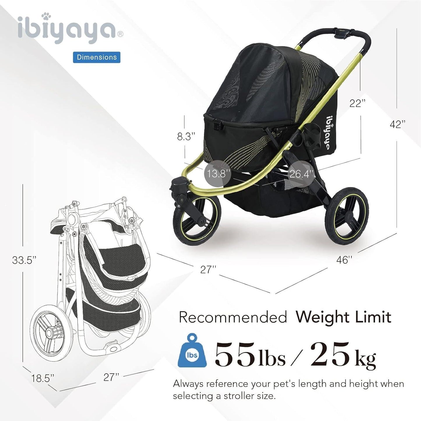Ibiyaya The Beast Pet Jogging Stroller - Jet Black