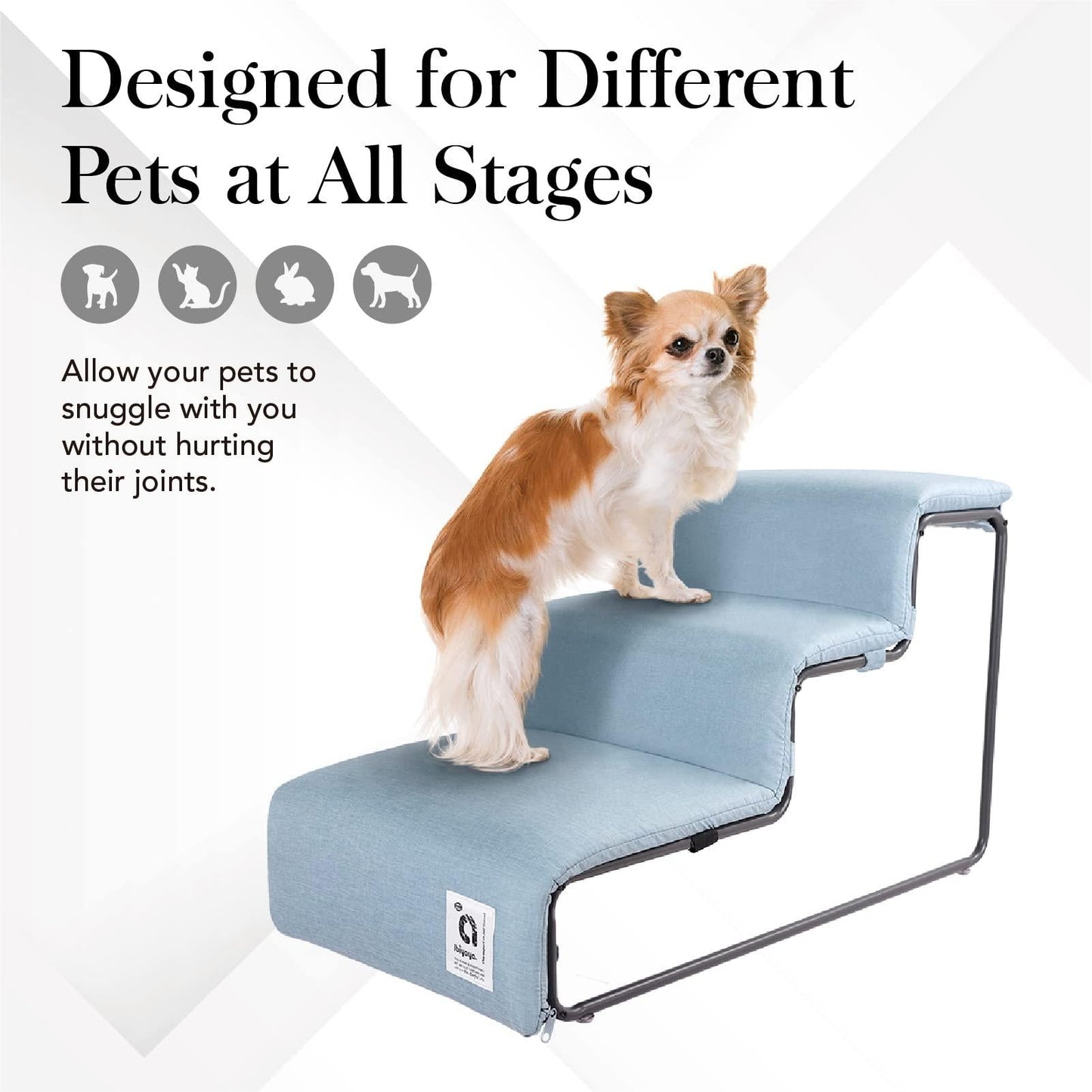 Ibiyaya Everest Practical Pet Stairs For Cats & Dogs - New Large Steps - Dusty Blue