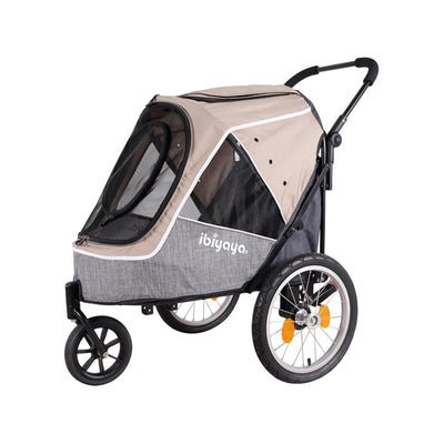 Ibiyaya Happy Pet Pram Jogger 2.0 - New and Improved w/ Bicycle Attachment - Latte