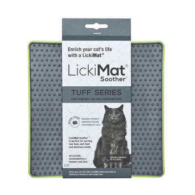 LickiMat Tuff Soother Boredom Buster Cats Slow Feeder Mat Green