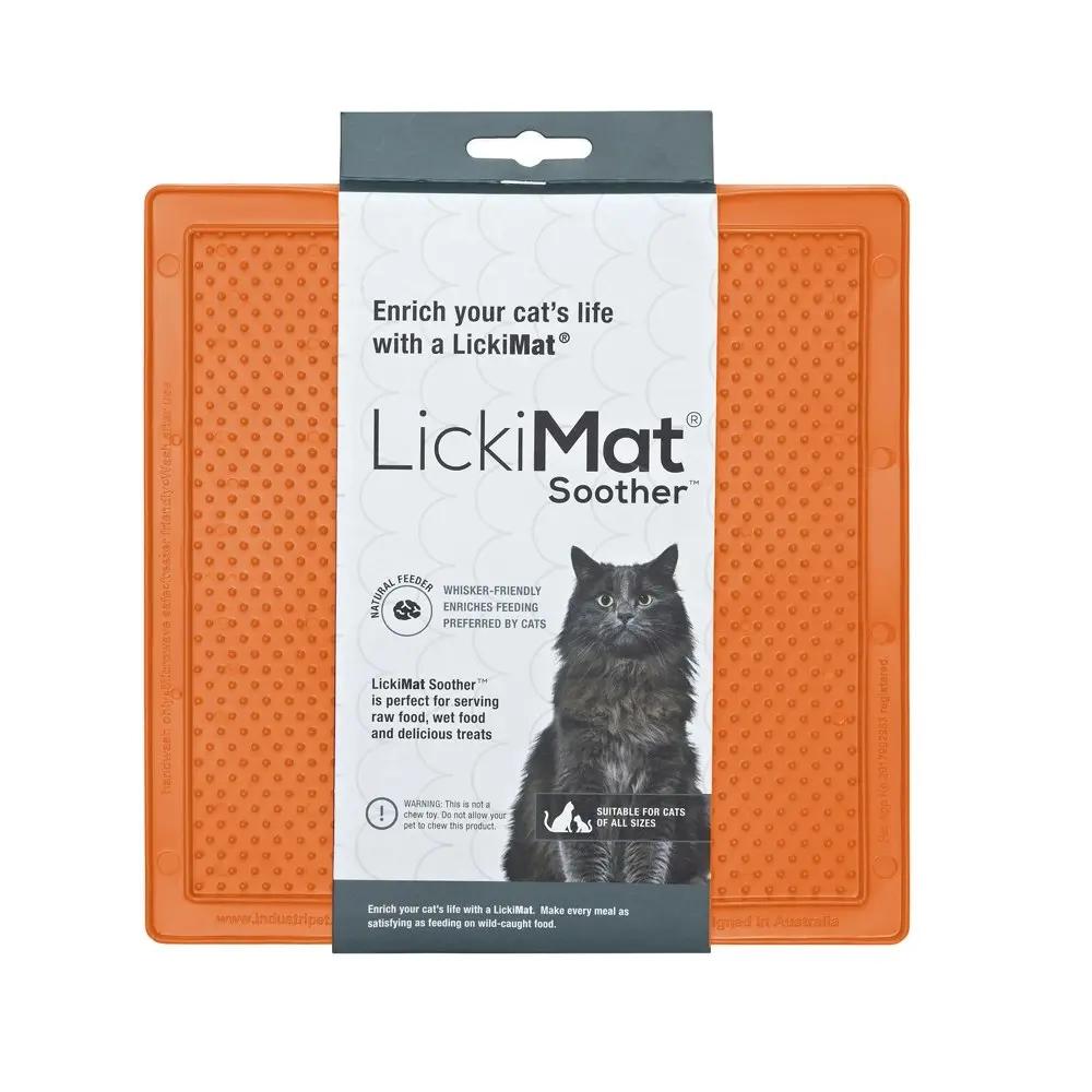Lickimat Soother Original Slow Food Licking Mat for Cats & Dogs - Orange