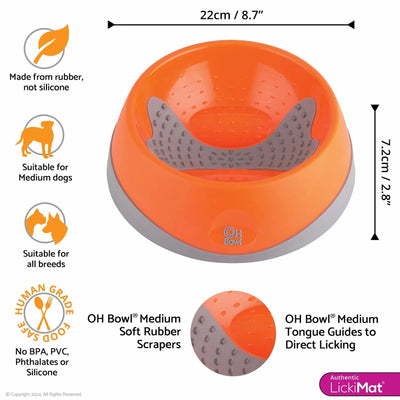 Lickimat Dog Feeder Oh Bowl Small Orange