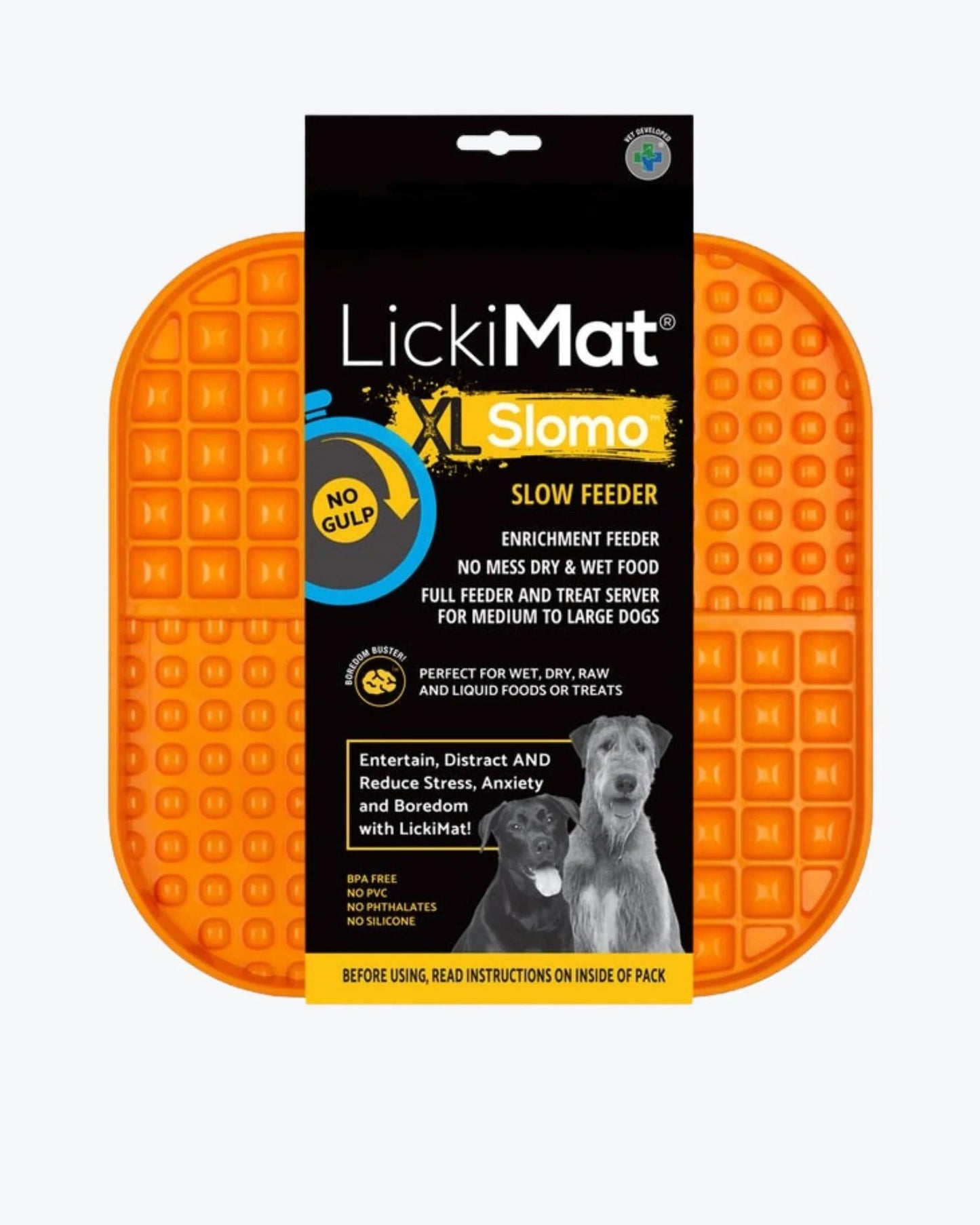 Lickimat Slomo Wet & Dry Double Slow Food Dog Bowl - Orange