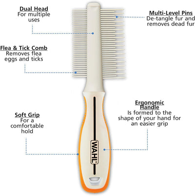 Wahl Orange-White 2 In 1 Finishing And Flea Comb