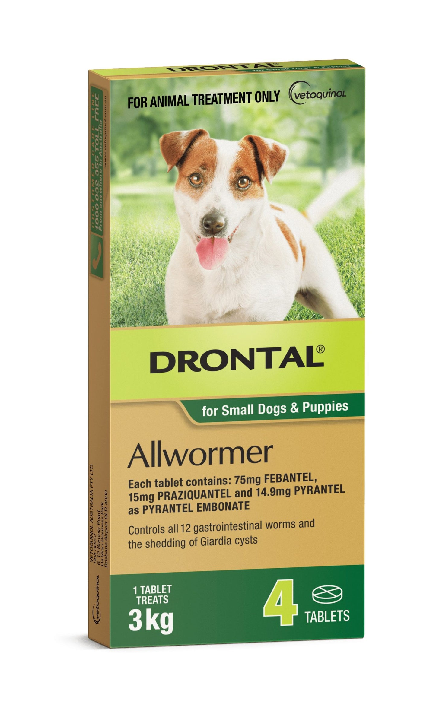 Drontal Allwormer Tablets for Small Dogs & Puppies 4 Tablets