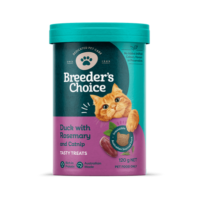 Breeders Choice Cat Treats Duck, Rosemary And Catnip 120g - 3pk