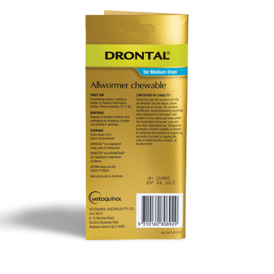 Drontal Allwormer For Dogs Medium 3-10kg 5 Chews