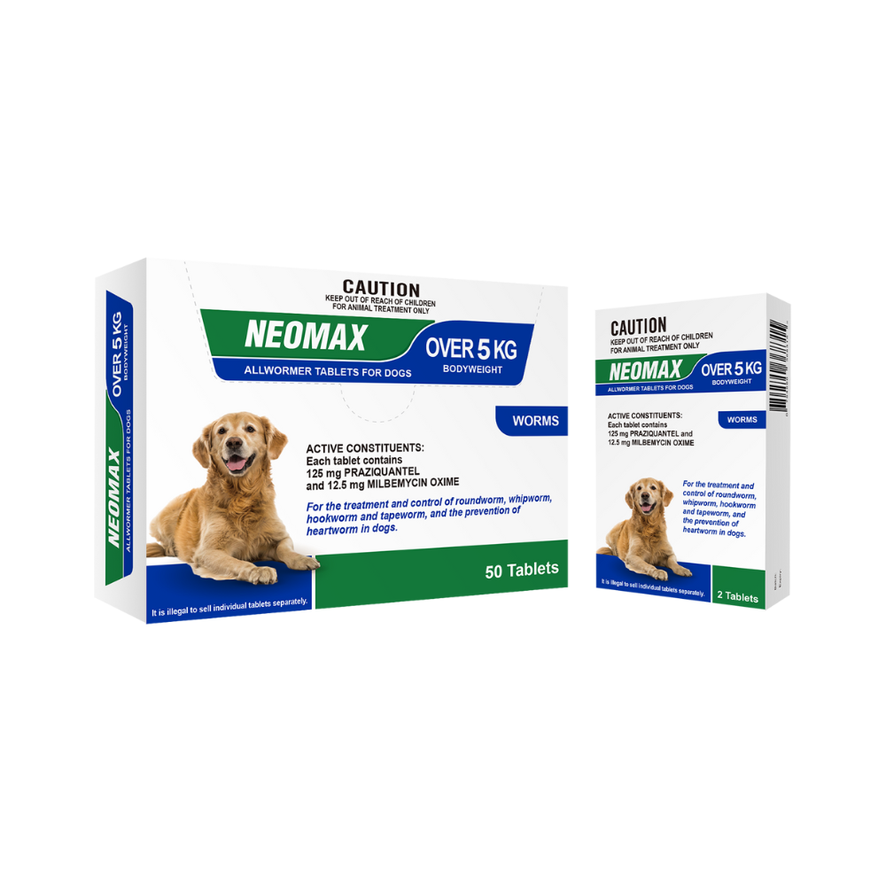 Neomax Allwormer For Dogs Over 5kg 2 Tablets - Free Shipping