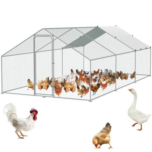 Andala Large Metal Chicken Coop – 3x5.88x1.99m Walk-in Run w/ Cover & Lock